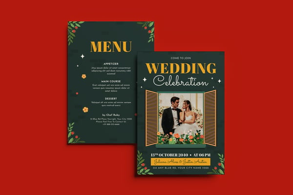 Greenery Window Wedding Invitation Template