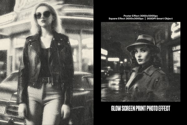 Glow Screen Print Square And Poster Photo Effect
