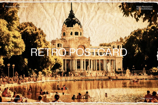 Retro Postcard Photo Effect