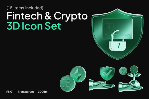 Fintech & Crypto 3D Icon Set