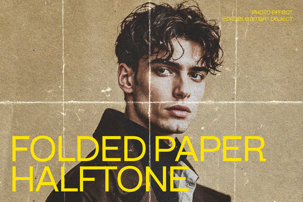 Folded Paper Halftone Photo Effect