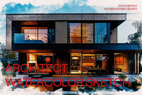 Architect Watercolor Sketch Photo Effect