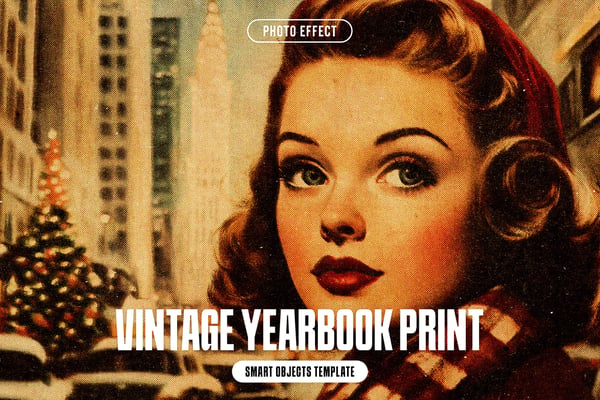 Vintage Yearbook Print Photo Effect