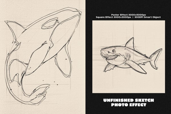 Unfinished Sketch Square And Poster Photo Effect