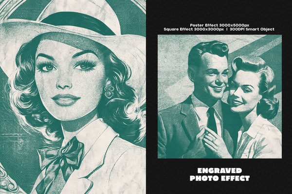 Engraved Square And Poster Photo Effect
