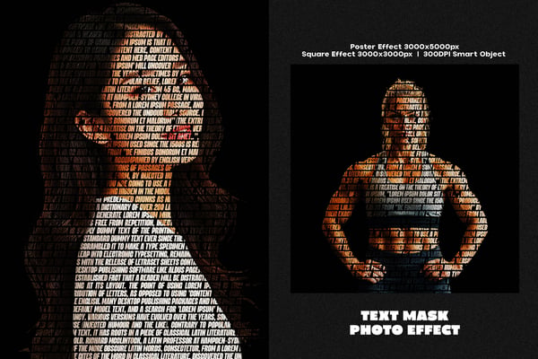 Text Mask Square And Poster Photo Effect
