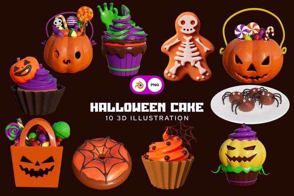 Halloween Cake 3D Illustration Pack