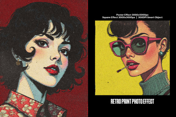 Retro Print Square And Poster Photo Effect