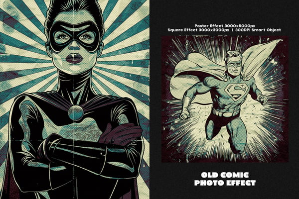Old Comic Square And Poster Photo Effect