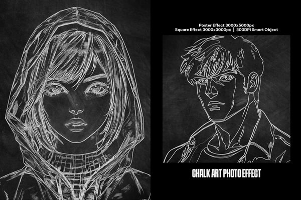 Chalk Art Square And Poster Photo Effect