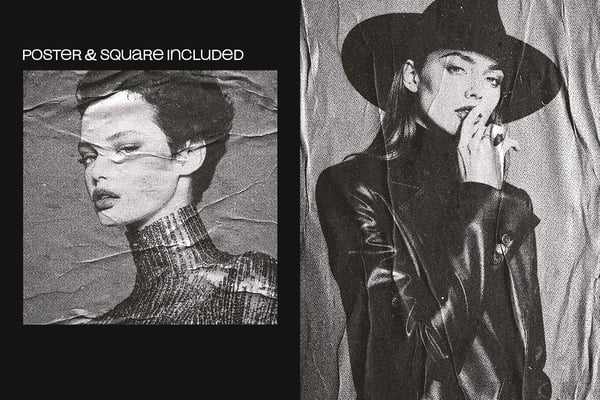 Glued Print Halftone Square And Poster Photo Effect