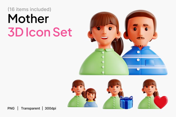 Mother 3D Icon Set