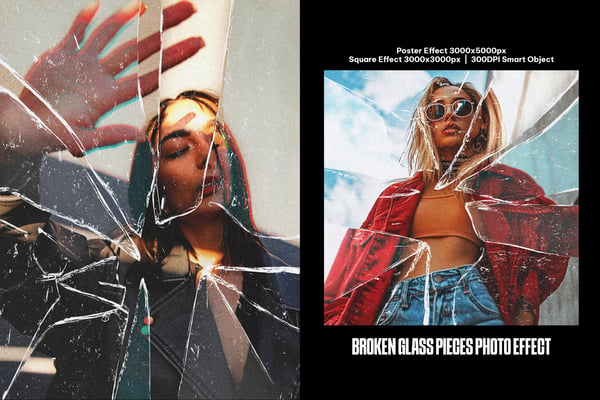Broken Glass Pieces Square And Poster Photo Effect