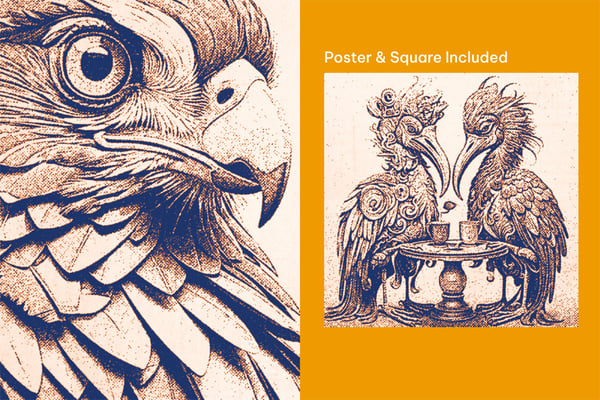 Halftone Print Square And Poster Photo Effect