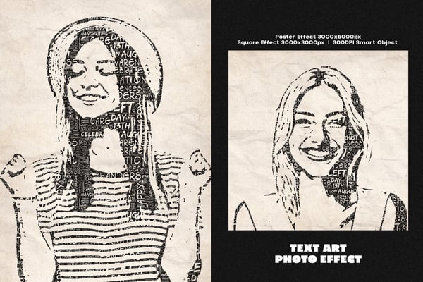 Text Art Square And Poster Photo Effect