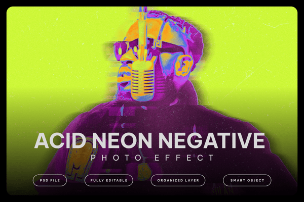 Acid Neon Negative Photo Effect