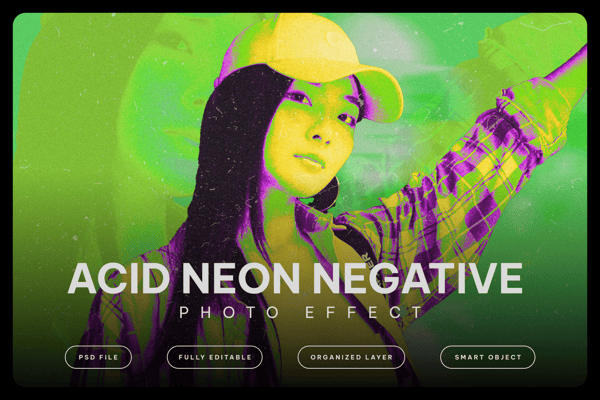 Acid Neon Negative Photo Effect