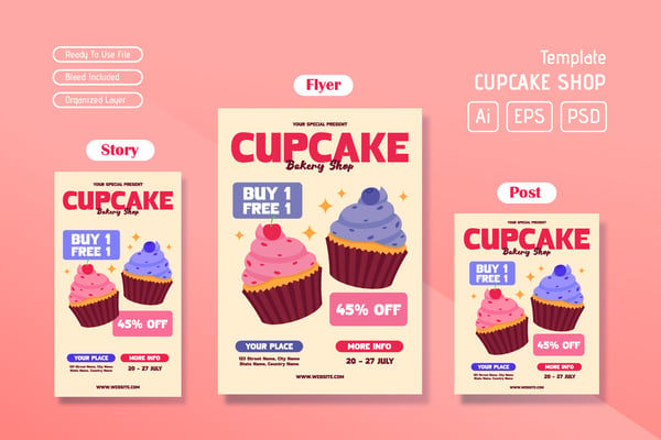 Cupcake Store Flyer Set