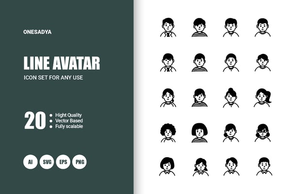 Avatar Icon Pack in Line Style