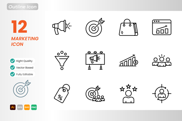 Marketing Outline Icon Set