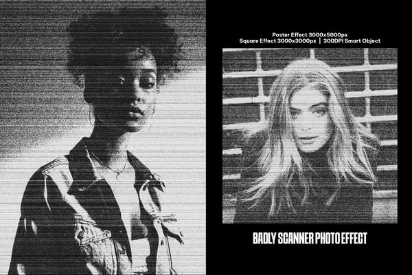 Badly Scanner Square And Poster Photo Effect