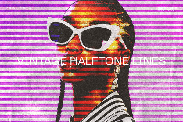 Vintage Halftone Lines Photo Effect