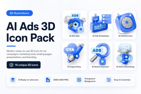 AI Ad Machine 3D Icon Pack