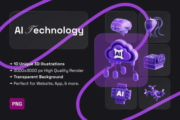 AI Technology 3D Icon Pack