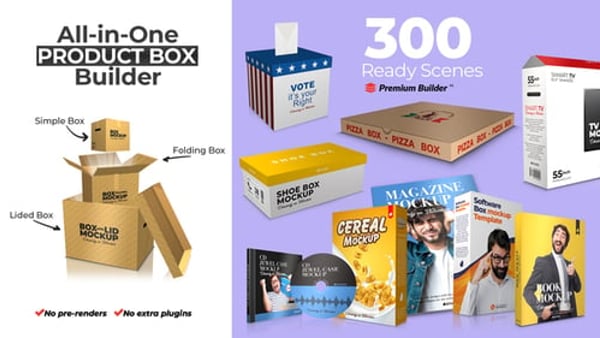 All-in-One Product Box Builder for After Effects – 300 Packaging Mockup Scenes