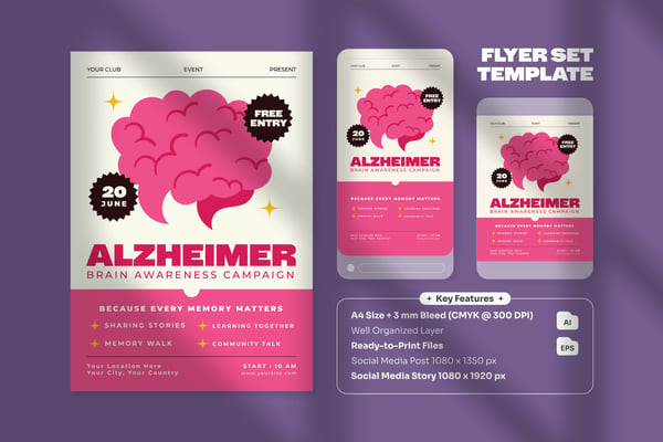 Alzheimer’s Brain Awareness - Flyer Set
