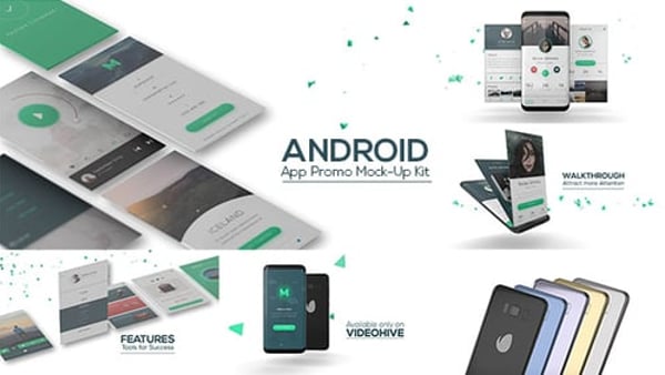 Android App Promo Mockup Kit – 18 3D Device Scenes & 228 Animated Icons