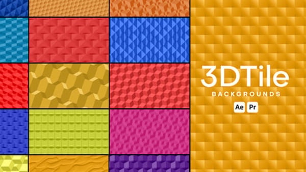 Animated 3D Tile Backgrounds for After Effects & Premiere Pro MOGRT – 16 Pack