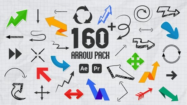 Animated Arrow Pack for After Effects and Premiere Pro – 162 Customizable Arrows