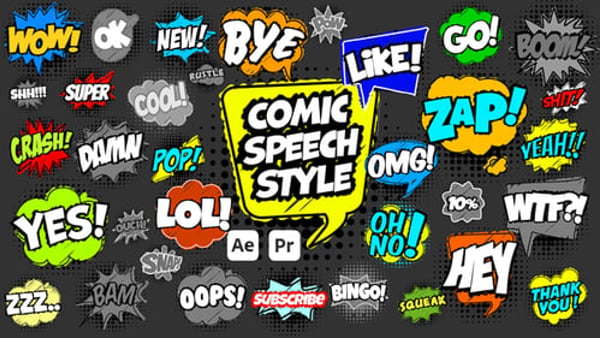 Animated Comic Speech Bubbles for After Effects & Premiere Pro – 50 Bubbles