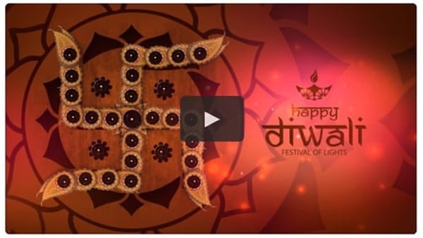 Free Happy Diwali Swastika with Glowing Diyas and Festive Lights Reveal