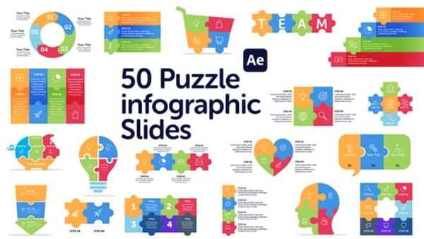 Animated Puzzle Infographic Slides for After Effects – 54 Corporate Slides