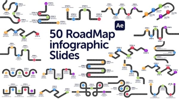 Animated Roadmap Infographic Slides for After Effects – 51 Timeline Slides