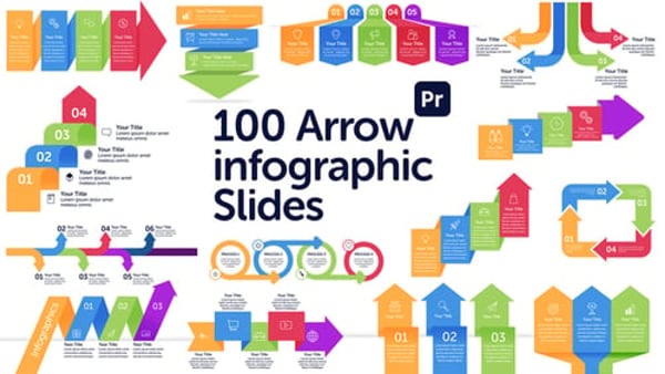 Arrow Infographic Slides for Premiere Pro | 102 Animated Business Chart Layouts