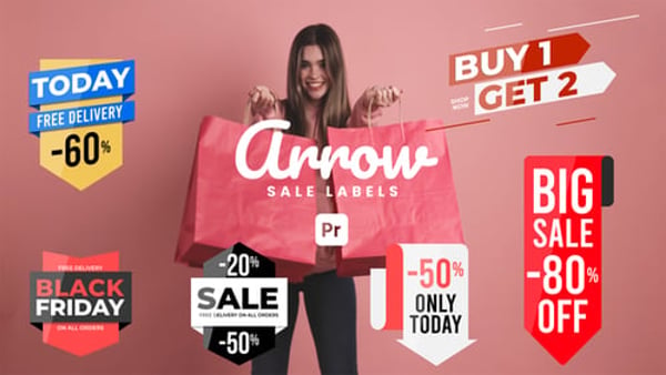 Arrow Sale Labels for Premiere Pro | Discount & Special Offer Graphics