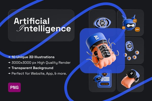 Artificial Intelligence 3D Icon Pack