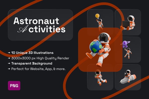 Astronaut Activities 3D Icon Pack