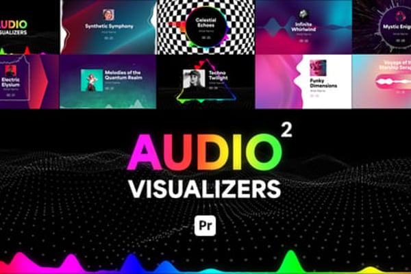 Audio Visualizers Pack 2 for Premiere Pro - Music Spectrum Audio React Motion Graphics Pack
