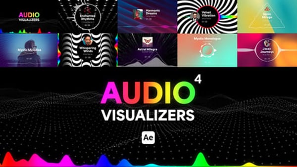 Audio Visualizers Pack 4 - Music Spectrum Audio React Motion Graphics Pack