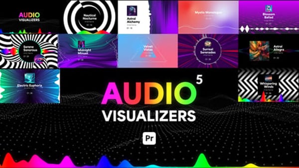 Audio Visualizers Pack 5 for Premiere Pro - Music Spectrum Audio React Motion Graphics Pack