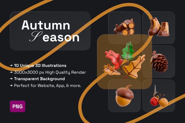 Autumn Season 3D Icon Pack