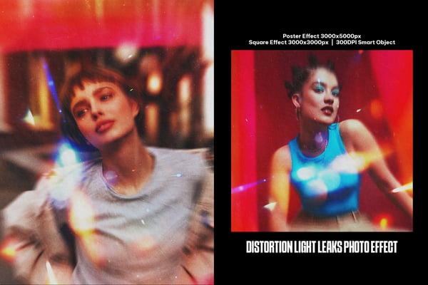 Distortion Light Leaks Square And Poster Photo Effect