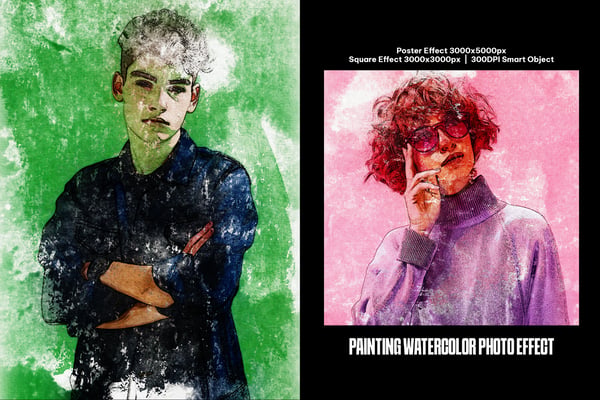 Painting Watercolor Square And Poster Photo Effect