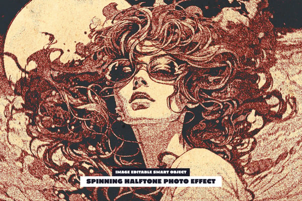 Spinning Halftone Photo Effect