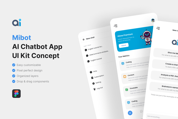 Mibot_AI Chatbot App UI Kit