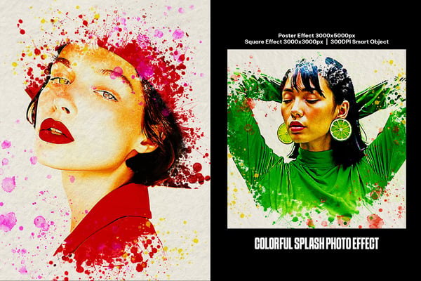 Colorful Splash Square And Poster Photo Effect
